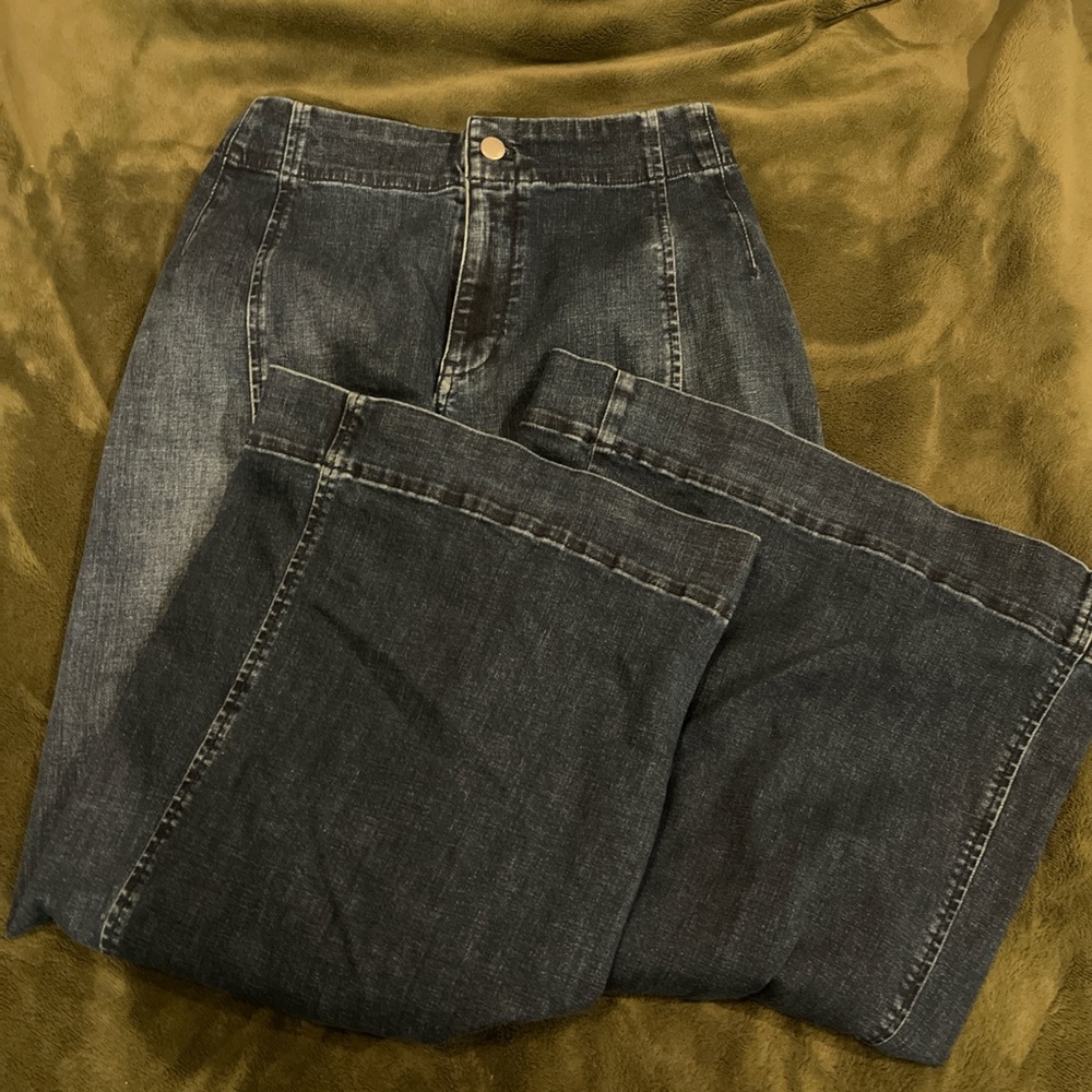Anthropologie Blue Flare Wide Leg Jeans